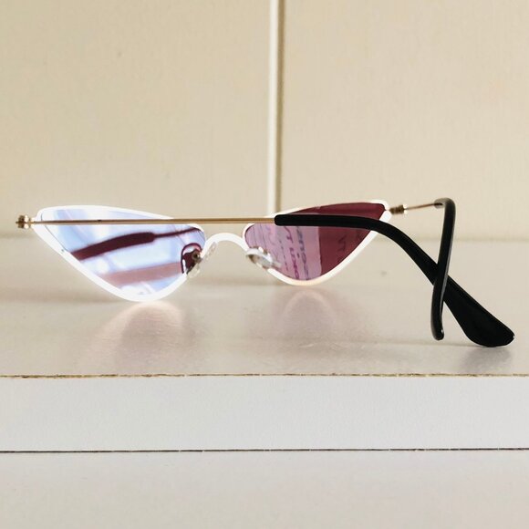 Slim Chrome Cateye Sunglasses - Picture 5 of 10